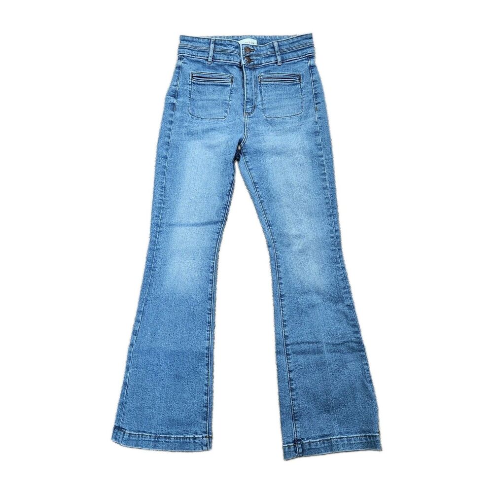 LOFT Medium Wash High-Rise Flare Jeans - Blue Denim